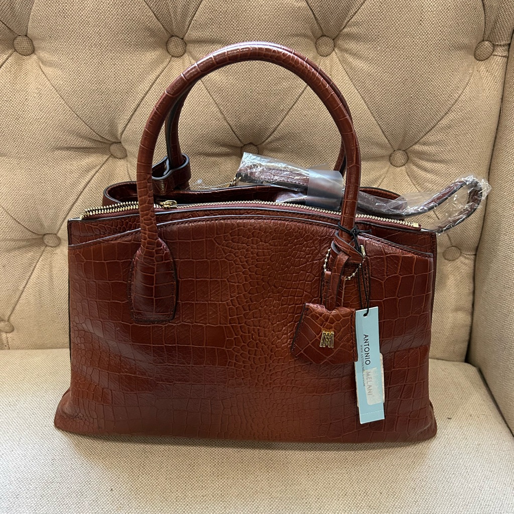 Antonio Melani Brown Leather Satchel Nwt